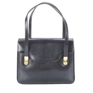 Vintage Gucci Black Lizard Leather Handbag COA Good Condition